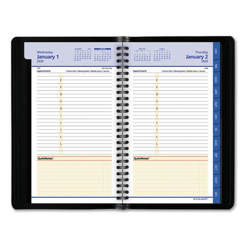 Quicknotes Daily/monthly Appointment Book, 8.5 X 5.5, Black Cover, 12-month (jan To Dec): 2023