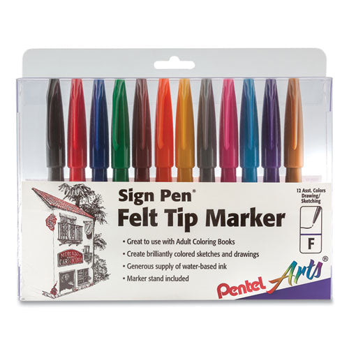 Sign Pen Fine Point Color Marker, Extra-fine Bullet Tip, Black, Dozen