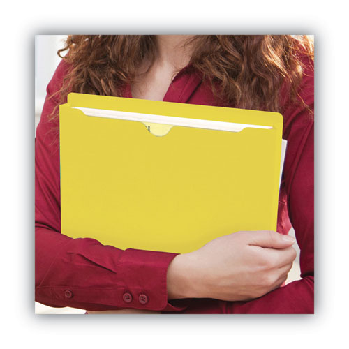 Colored File Jackets With Reinforced Double-ply Tab, Straight Tab, Letter Size, Yellow, 50/box