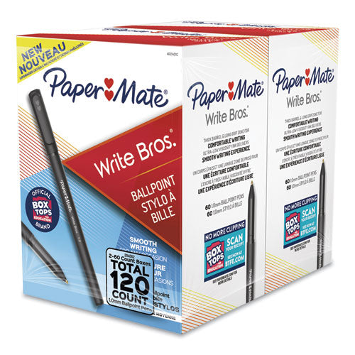 Write Bros. Ballpoint Pen Value Pack, Stick, Medium 1 Mm, Black Ink, Black Barrel, 120/pack