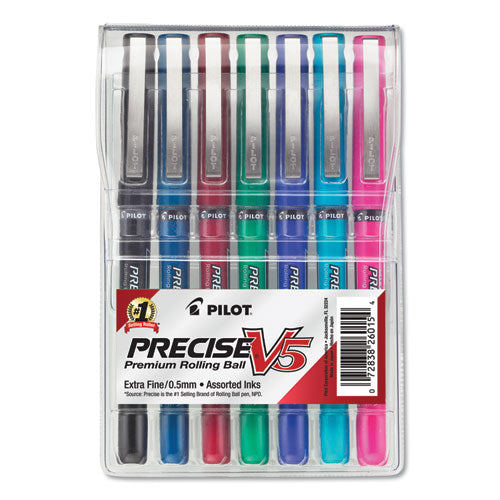 Precise V7 Roller Ball Pen, Stick, Fine 0.7 Mm, Blue Ink, Blue Barrel, Dozen