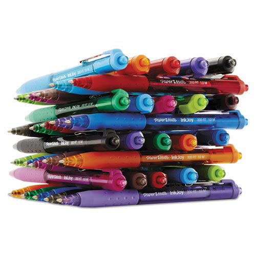 Inkjoy 300 Rt Ballpoint Pen, Refillable, Retractable, Medium 1 Mm, Black Ink, Smoke Barrel, 36/box