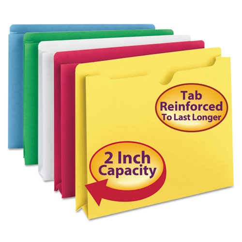 Colored File Jackets With Reinforced Double-ply Tab, Straight Tab, Letter Size, Assorted Colors, 50/box