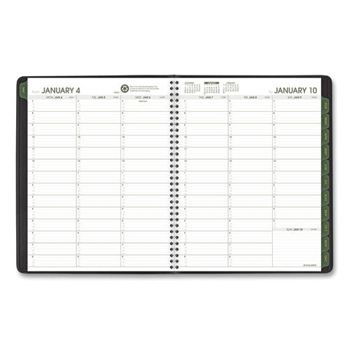 Recycled Weekly Vertical-column Format Appointment Book, 11 X 8.25, Black Cover, 12-month (jan To Dec): 2023