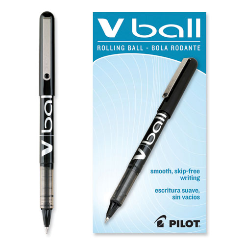 Vball Liquid Ink Roller Ball Pen, Stick, Extra-fine 0.5 Mm, Black Ink, Black Barrel, Dozen