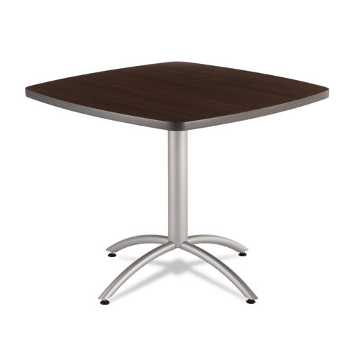 Cafeworks Table, Cafe-height, Square Top, 36w X 36d X 30h, Walnut/silver