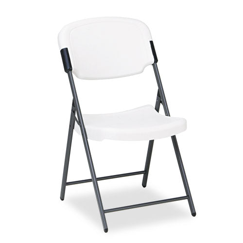 Rough N Ready Commercial Folding Chair, Supports Up To 350 Lb, 15.25" Seat Height, Charcoal Seat, Charcoal Back, Silver Base