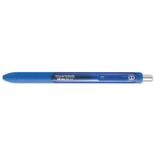 Inkjoy Gel Pen, Retractable, Micro 0.5 Mm, Blue Ink, Blue Barrel, Dozen