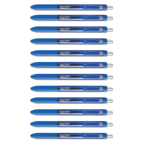 Inkjoy Gel Pen, Retractable, Micro 0.5 Mm, Blue Ink, Blue Barrel, Dozen