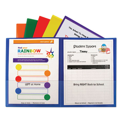 Classroom Connector Folders, 11 X 8.5, Clear/assorted, 6/pack