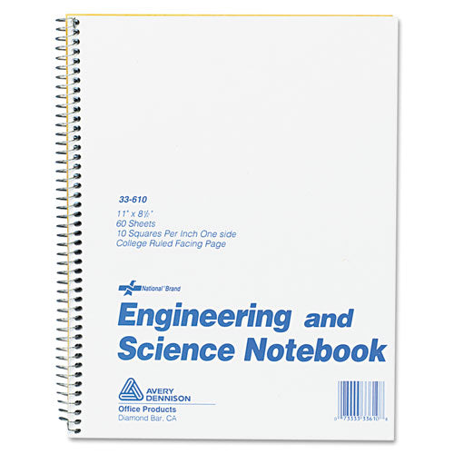 Engineering And Science Notebook, Quadrille Rule (10 Sq/in), White Cover, (60) 11 X 8.5 Sheets