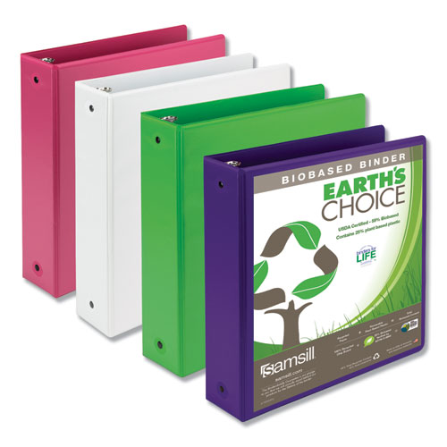 Earth's Choice Plant-based Economy Round Ring View Binders, 3 Rings, 3" Capacity, 11 X 8.5, Purple, 2/pack