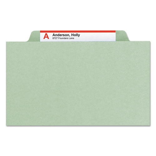 Recycled Pressboard Classification Folders, 2" Expansion, 1 Divider, 4 Fasteners, Letter Size, Gray-green, 10/box