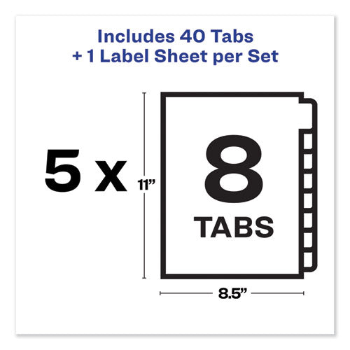 Print And Apply Index Maker Clear Label Unpunched Dividers, 8-tab, 11 X 8.5, White, 5 Sets