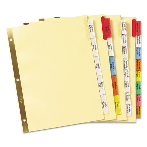 Insertable Big Tab Dividers, 5-tab, Single-sided Copper Edge Reinforcing, 11.13 X 9.25, White, Assorted Tabs, 1 Set
