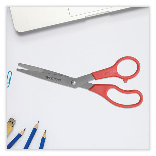 Value Line Stainless Steel Shears, 8" Long, 3.5" Cut Length, Red Offset Handle