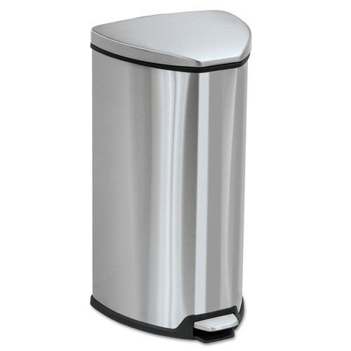 Step-on Receptacle, 7 Gal, Stainless Steel, Chrome/black
