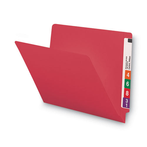 Shelf-master Reinforced End Tab Colored Folders, Straight Tabs, Letter Size, 0.75" Expansion, Red, 100/box