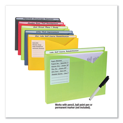 Write-on Poly File Jackets, Straight Tab, Letter Size, Assorted Colors, 25/box