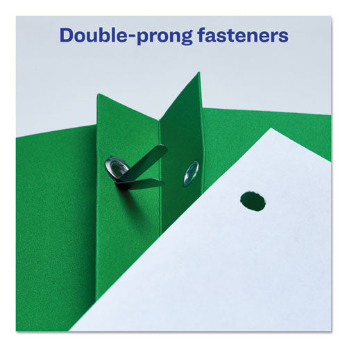 Two-pocket Folder, Prong Fastener, 0.5" Capacity, 11 X 8.5, Green, 25/box