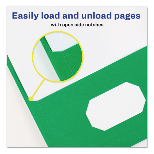Two-pocket Folder, Prong Fastener, 0.5" Capacity, 11 X 8.5, Green, 25/box