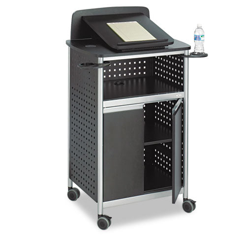 Scoot Multipurpose Mobile Lectern, 28.75 X 22 X 49.75, Black/silver