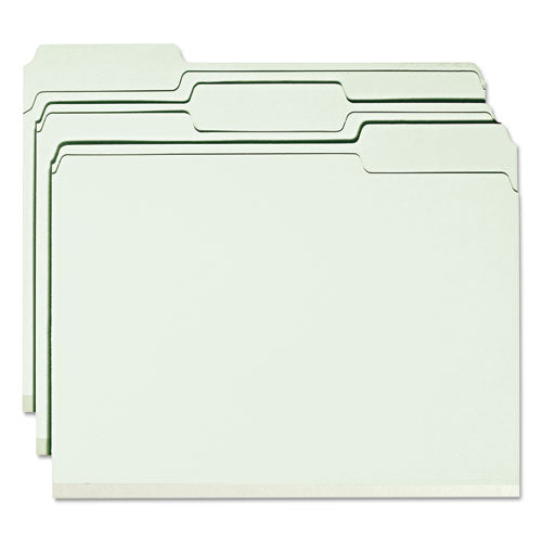 Expanding Recycled Heavy Pressboard Folders, 1/3-cut Tabs: Assorted, Letter Size, 1" Expansion, Gray-green, 25/box