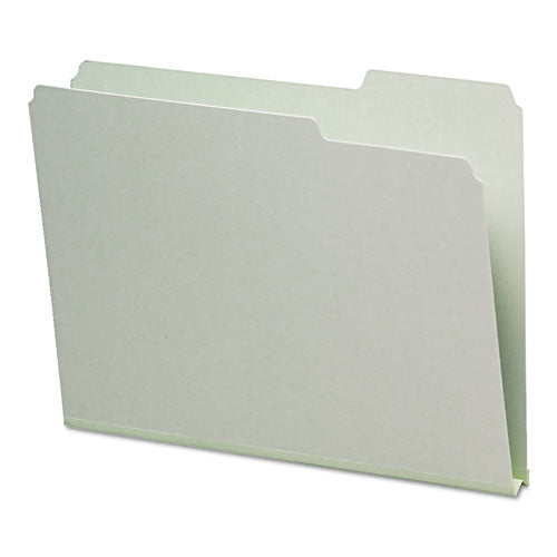 Expanding Recycled Heavy Pressboard Folders, 1/3-cut Tabs: Assorted, Letter Size, 1" Expansion, Gray-green, 25/box