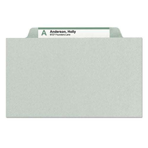 Expanding Recycled Heavy Pressboard Folders, 1/3-cut Tabs: Assorted, Letter Size, 1" Expansion, Gray-green, 25/box