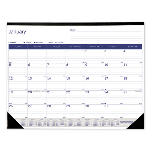 Duraglobe Monthly Desk Pad Calendar, 22 X 17, White/blue/gray Sheets, Black Binding/corners, 12-month (jan To Dec): 2023