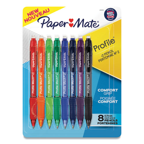 Profile Mechanical Pencils, 0.7 Mm, Hb (#2), Black Lead, Assorted Barrel Colors, 8/pack