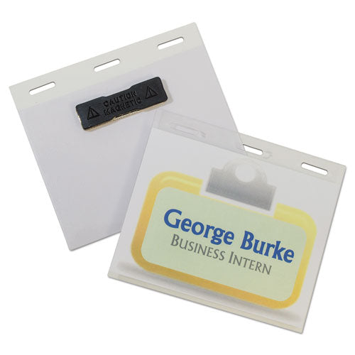 Self-laminating Magnetic Style Name Badge Holder Kit, 2" X 3", Clear, 20/box