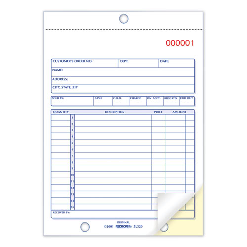 Sales Book, 15 Lines, Two-part Carbonless, 5.5 X 7.88, 50 Forms Total