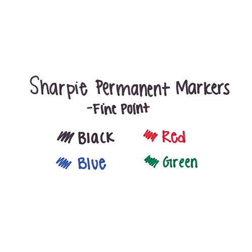 Fine Tip Permanent Marker, Fine Bullet Tip, Assorted Colors, 4/set