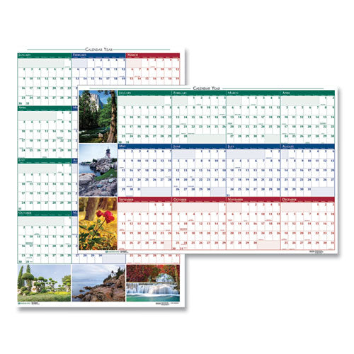 Earthscapes Recycled Reversible/erasable Yearly Wall Calendar, Nature Photos, 32 X 48, White Sheets, 12-month (jan-dec): 2023