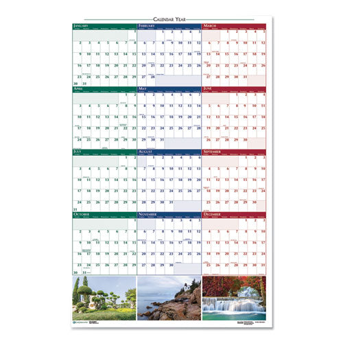 Earthscapes Recycled Reversible/erasable Yearly Wall Calendar, Nature Photos, 32 X 48, White Sheets, 12-month (jan-dec): 2023