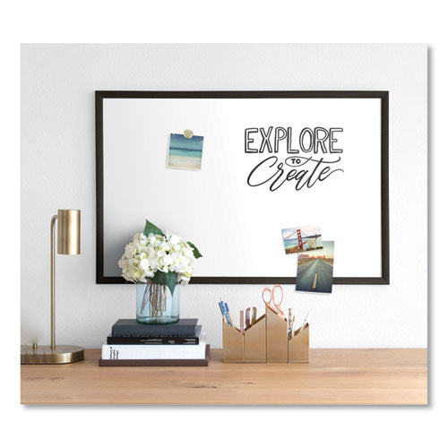 Magnetic Dry Erase Board With Wood Frame, 36 X 24, White Surface, Black Wood Frame