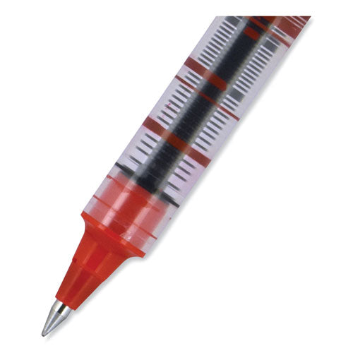 Vision Roller Ball Pen, Stick, Micro 0.5 Mm, Red Ink, Gray/red Barrel, Dozen