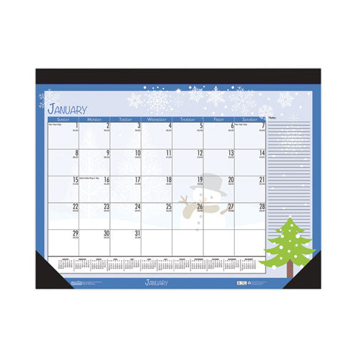 Recycled Desk Pad Calendar, Earthscapes Seasonal Artwork, 22 X 17, Black Binding/corners,12-month (jan To Dec): 2023