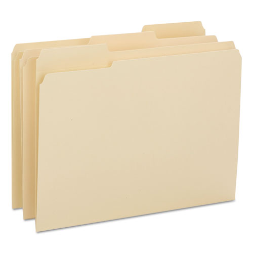 Reinforced Tab Manila File Folders, 1/3-cut Tabs: Assorted, Letter Size, 0.75" Expansion, 14-pt Manila, 100/box