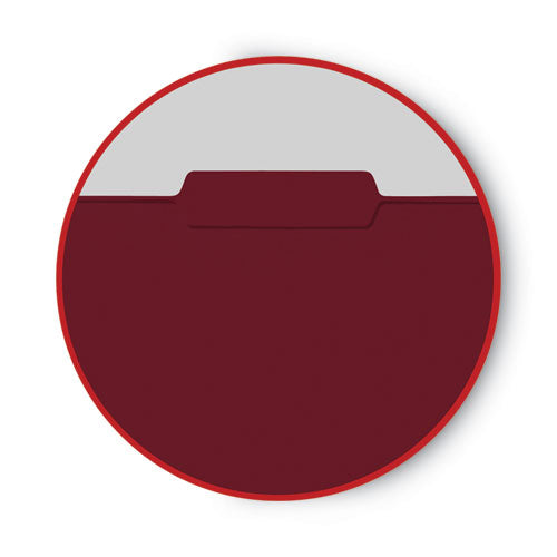 Interior File Folders, 1/3-cut Tabs: Assorted, Letter Size, 0.75" Expansion, Maroon, 100/box