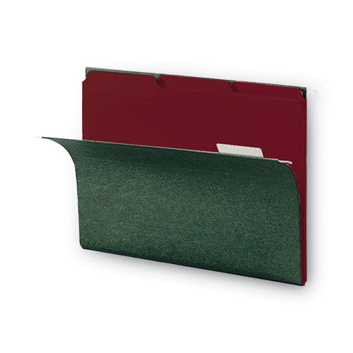 Interior File Folders, 1/3-cut Tabs: Assorted, Letter Size, 0.75" Expansion, Maroon, 100/box