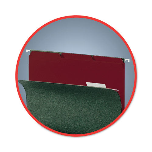 Interior File Folders, 1/3-cut Tabs: Assorted, Letter Size, 0.75" Expansion, Maroon, 100/box