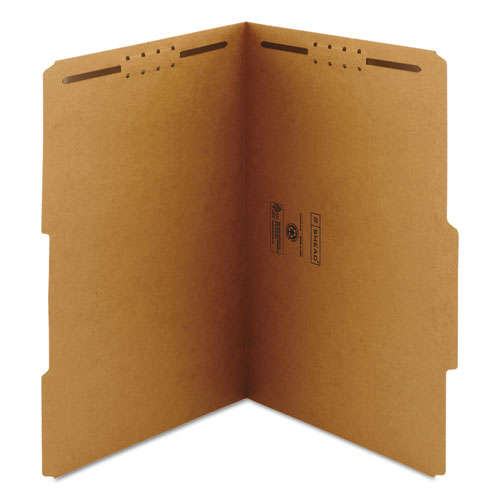 Top Tab Fastener Folders, Guide-height 2/5-cut Tabs, 0.75" Expansion, 2 Fasteners, Legal Size, 11-pt Kraft, 50/box