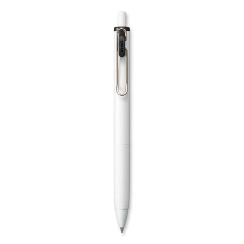 Unione Gel Pen, Retractable, Medium 0.7 Mm, Black Ink, White Barrel, Dozen