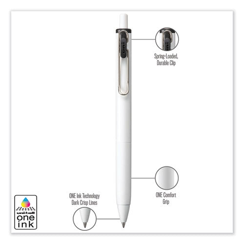 Unione Gel Pen, Retractable, Medium 0.7 Mm, Black Ink, White Barrel, Dozen