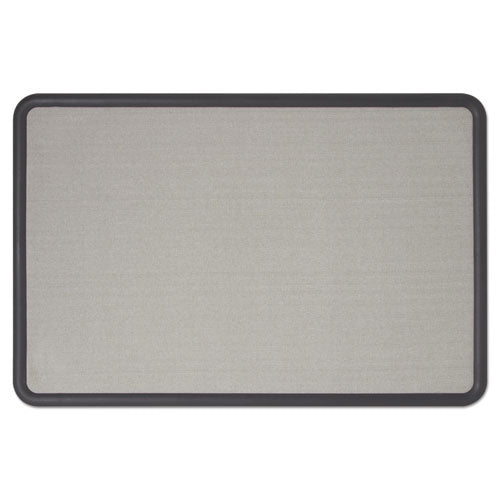 Contour Fabric Bulletin Board, 36 X 24, Gray Surface, Black Plastic Frame