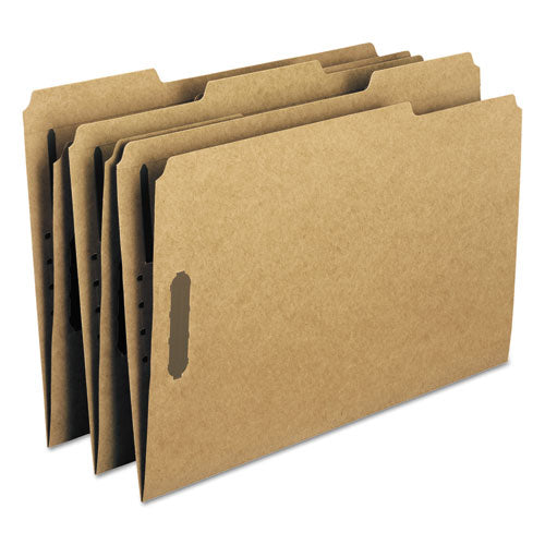 Top Tab Fastener Folders, 1/3-cut Tabs: Assorted, 0.75" Expansion, 2 Fasteners, Legal Size, Kraft Exterior, 50/box