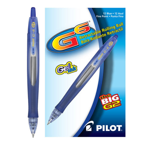 G6 Gel Pen, Retractable, Fine 0.7 Mm, Blue Ink, Blue Barrel