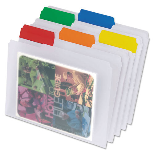 Poly File Folders, 1/3-cut Tabs: Assorted, Letter Size, Clear, 25/box